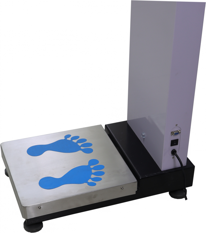La escala plegable de la altura y del peso con la publicidad del LCD de la presión arterial y de las grasas de cuerpo pantalla táctil defiende/