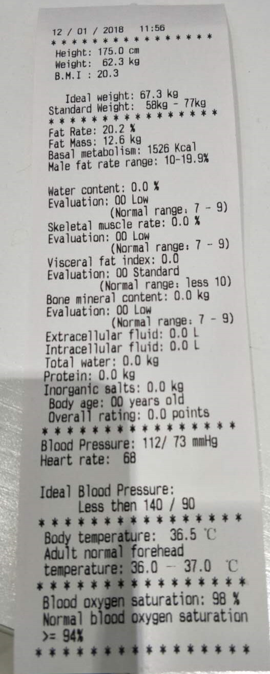 Máquina de la escala de la alta exactitud BMI con la presión arterial/el análisis total gordo